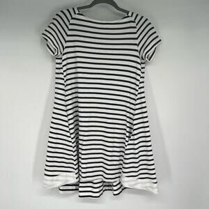 Sacai Striped Tunic Mini Swing Dress Womens Sz 1 US 6 White Black 100% Cotton